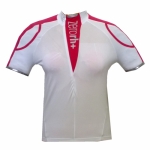 Maillot manches courtes blanc lisere fushia